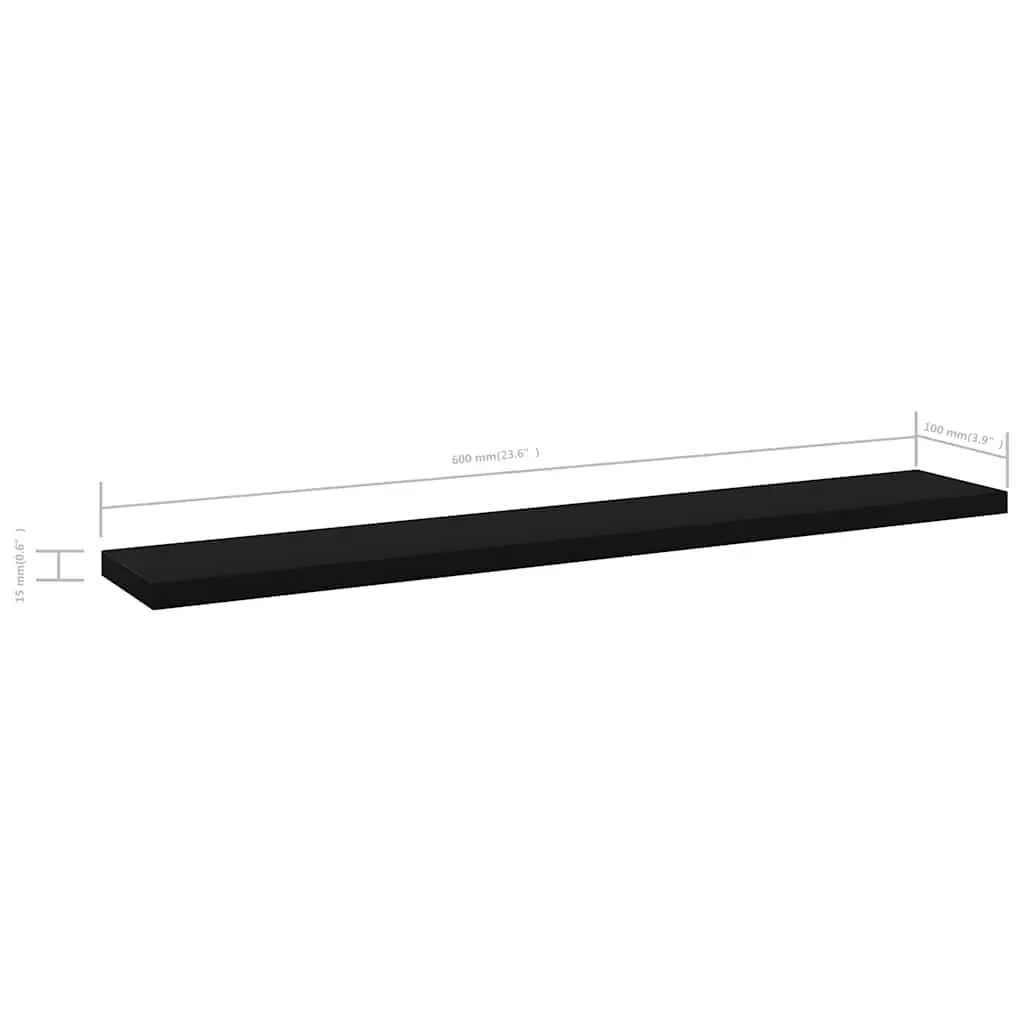 Bookshelf Boards Black Engineered Wood 60x10x1.5 cm 4 Piece