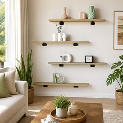 Friendly Brown Engineered Wood Bookshelf Boards - 8 Pieces