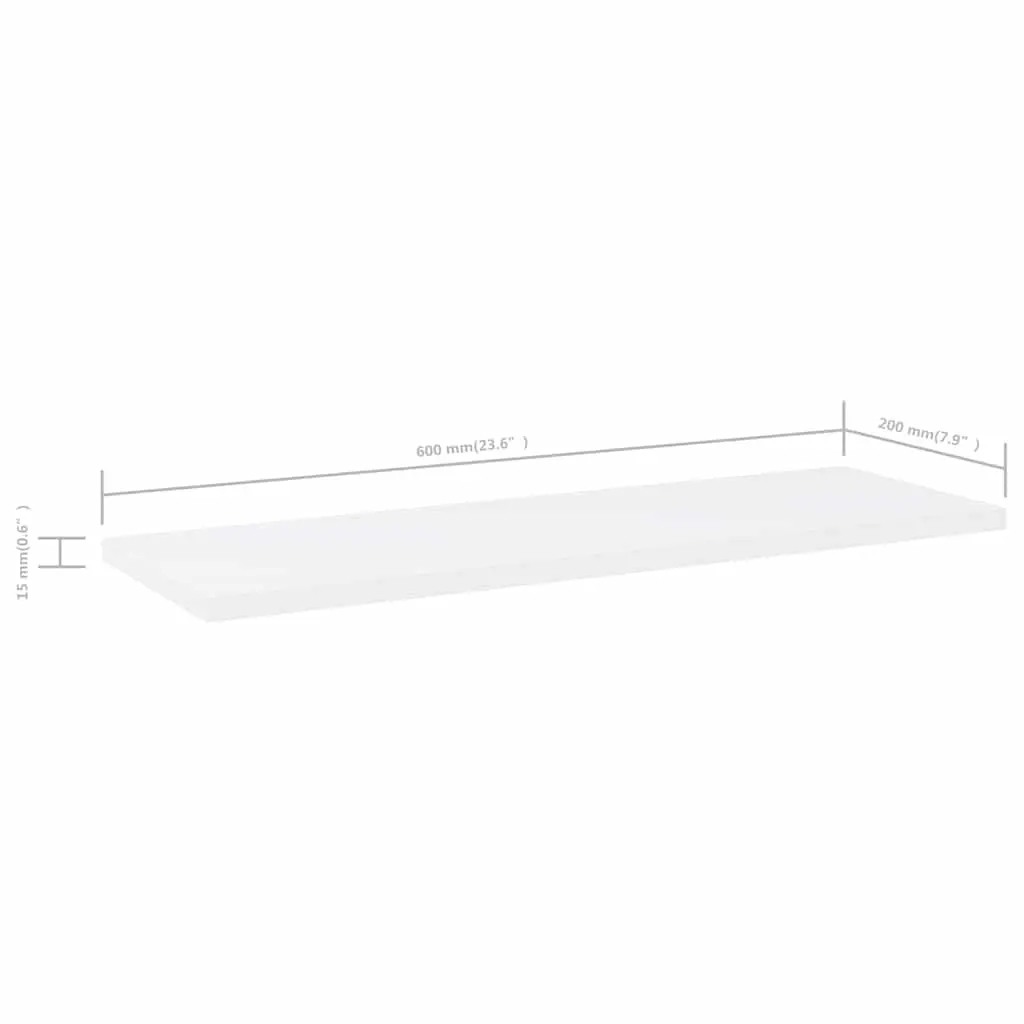 Bookshelf Boards White 60x20x1.5 cm Engineered Wood 8 Piece