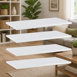 Floating Shelf Boards Set 4 pcs White Wall Mount Storage Display Shelving Panel