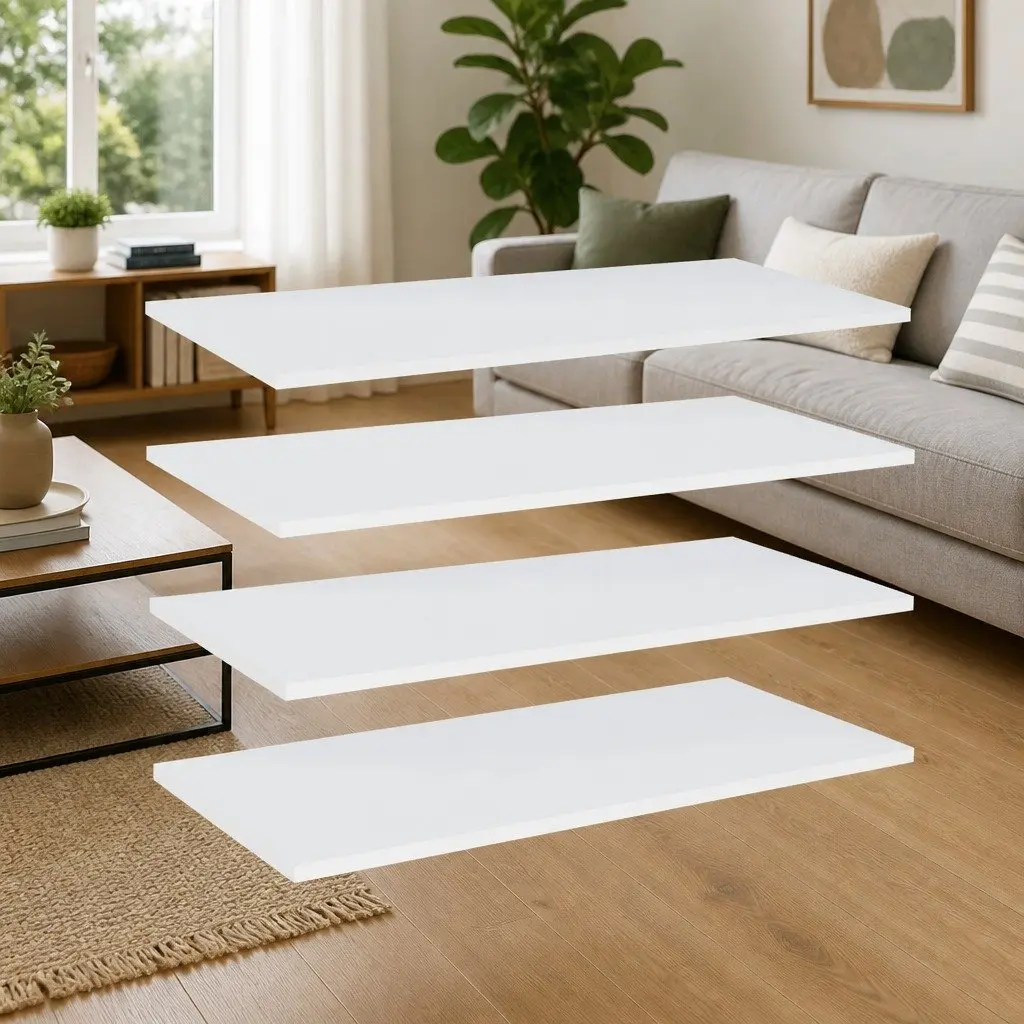 Bookshelf Boards White Storage Shelves 4 Pieces