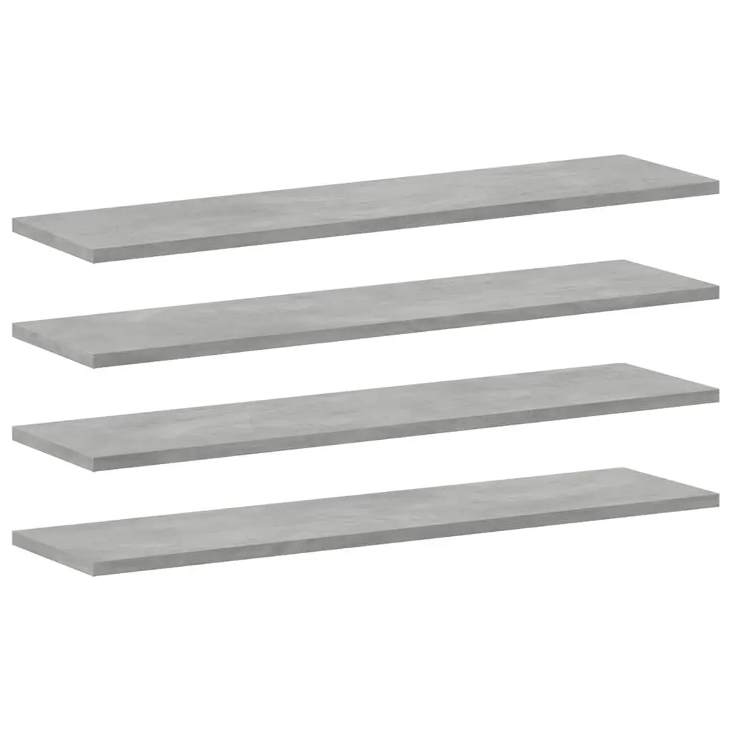 Grey Wall Mounted Storage Shelves Set of 4 Engineered Wood Bookshelf Boards