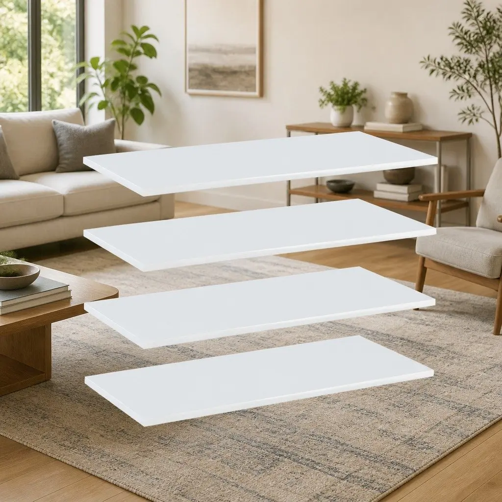 Floating Shelves 4 Pack Wall-Mounted Storage Boards Gloss White Engineered Wood