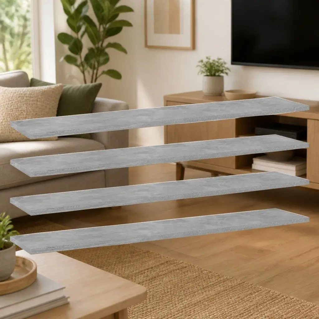 Bookshelf Boards Grey Engineered Wood Floating Shelves 100 x 20 x 1.5 cm