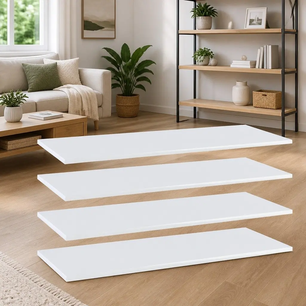 4 White Floating Shelf Boards
