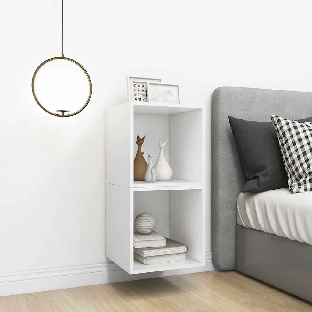 Wall Cabinet 2 pcs White 37x37x37 cm Engineered Wood Floating Shelves Storage