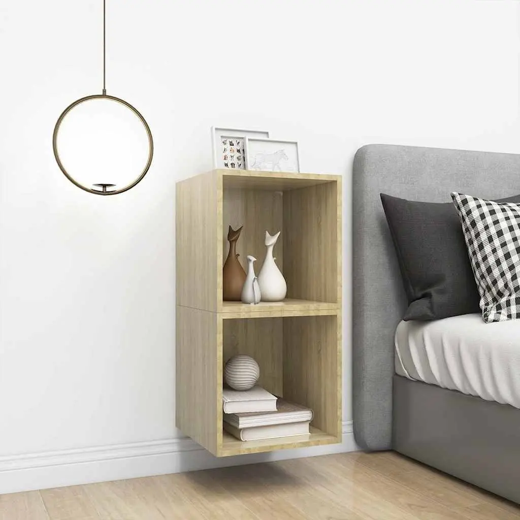 Wall Cabinet Floating Storage Shelves Engineered Wood Brown 37x37x37 cm Set of 2