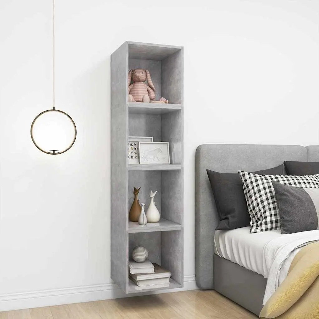 Wall Cabinet Grey Floating Storage Shelf Cube Engineered Wood 37cm