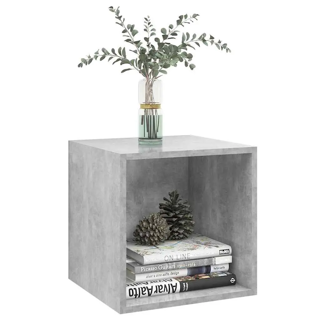 Wall Cabinet Grey Engineered Wood Floating Shelf Storage Unit 37x37x37 cm 2 Piece