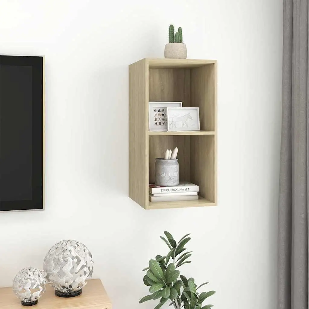 Wall-mounted TV Cabinet Brown Engineered Wood 37x37x72cm