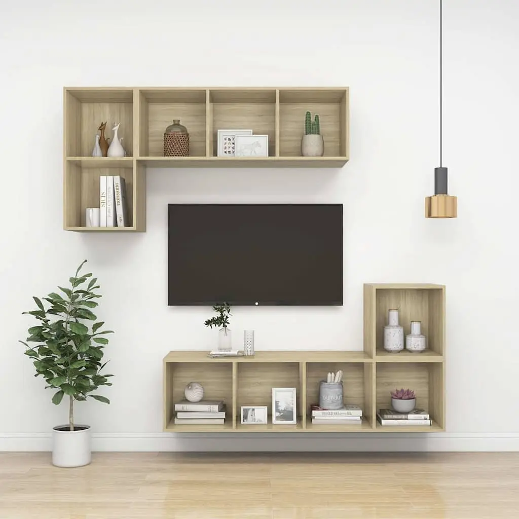 Wall-mounted TV Cabinet Brown Engineered Wood 37x37x72cm