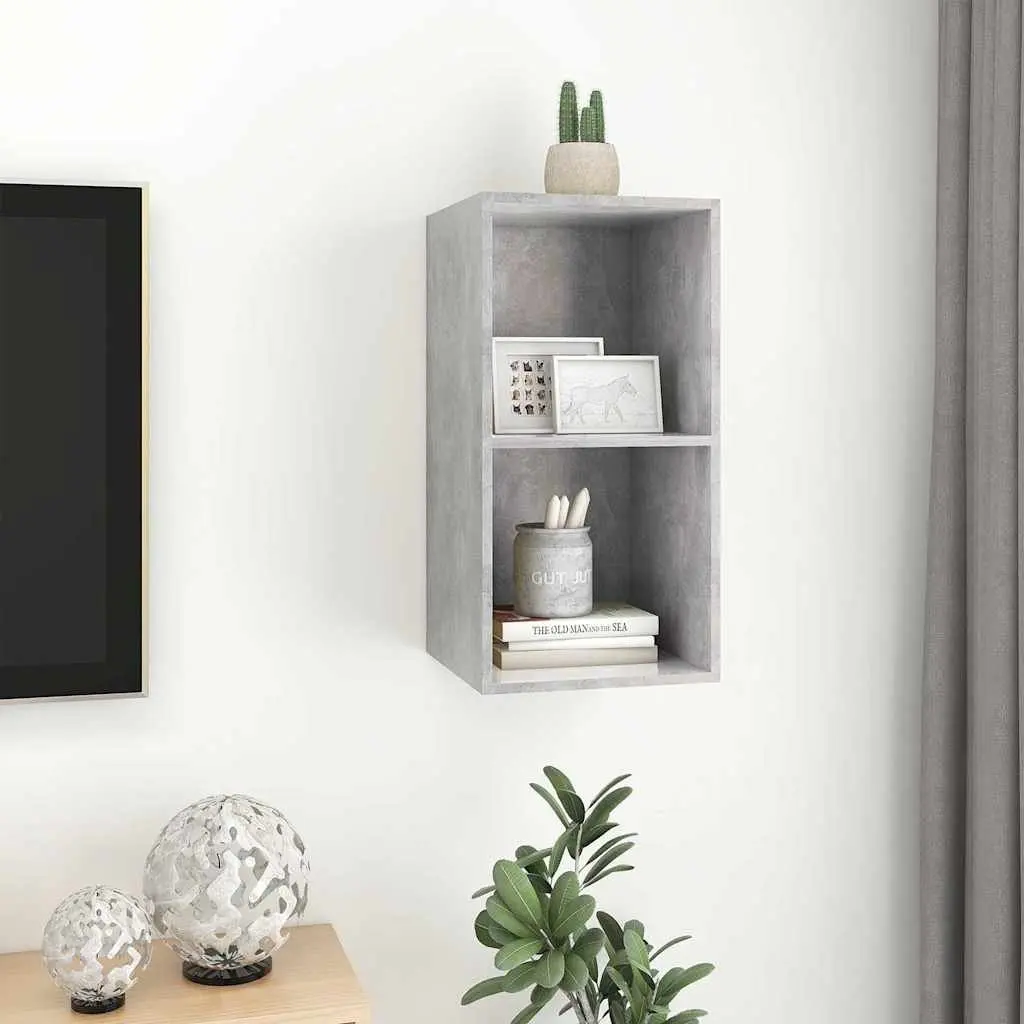 Wall-mounted TV Cabinet Grey Concrete Engineered Wood 37 x 37 x 72 cm