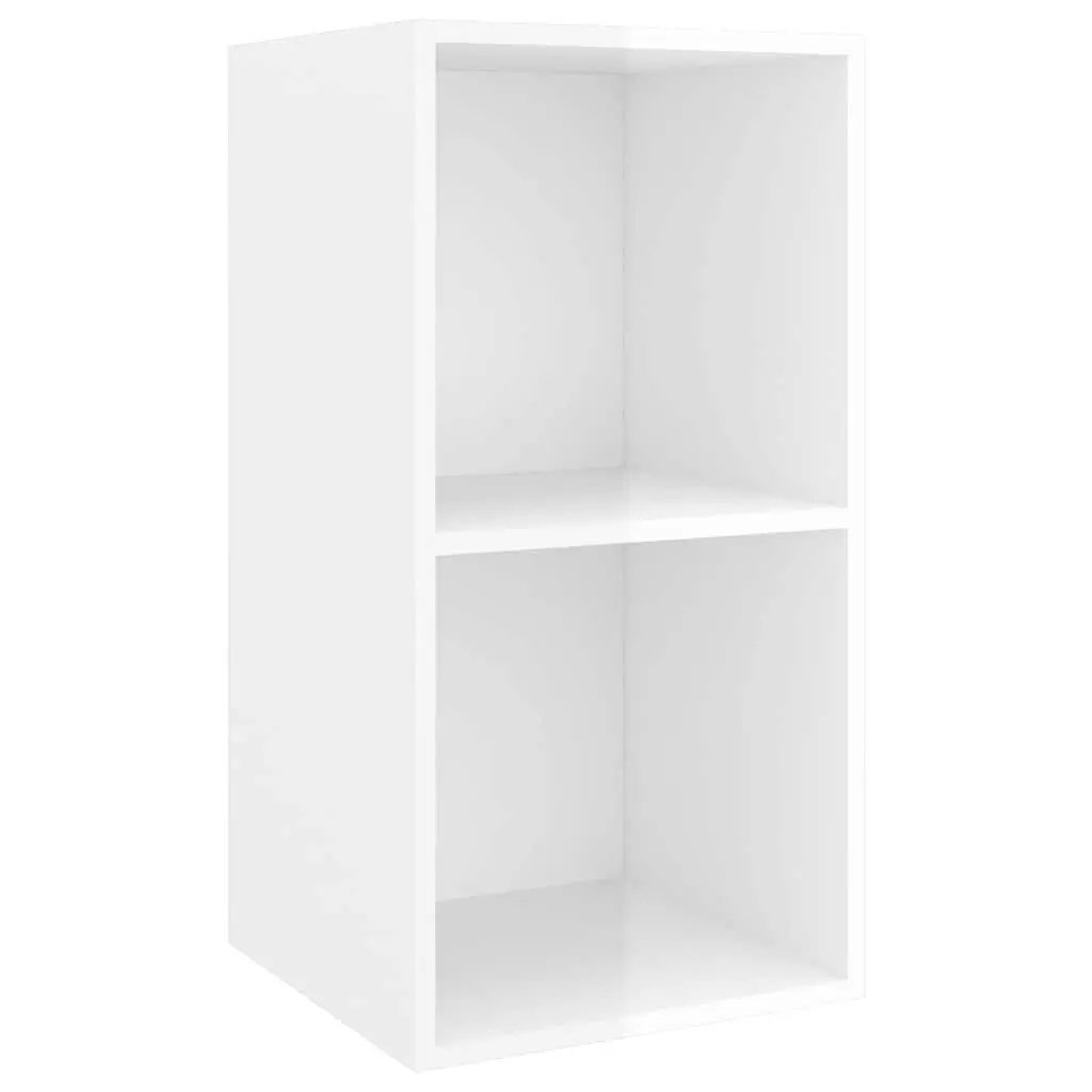 White Wall-mounted TV Cabinet High Gloss 2 Compartment Storage Display Unit