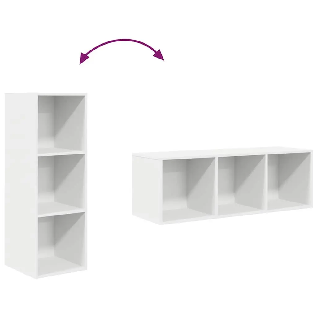 Wall-mounted TV Cabinet White Storage Unit 3 Compartments Display Organiser