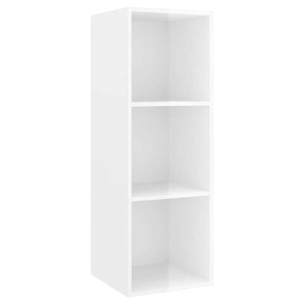 White Wall-Mounted TV Cabinet with 3 Compartments