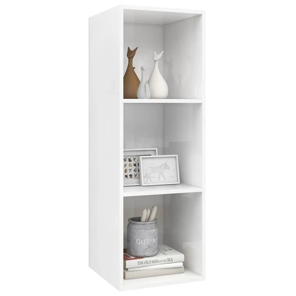 White Wall-Mounted TV Cabinet with 3 Compartments
