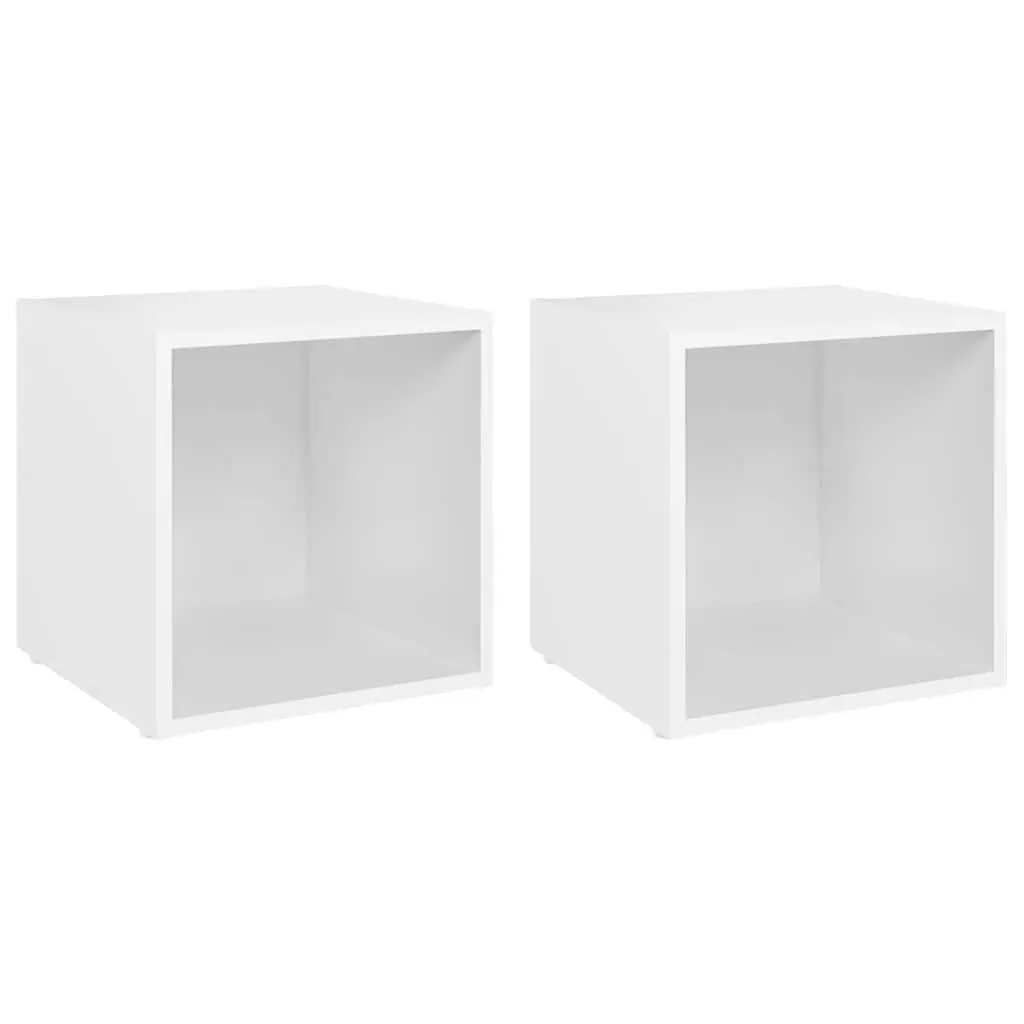 TV Cabinet White Engineered Wood 37x35x37 cm Set of 2