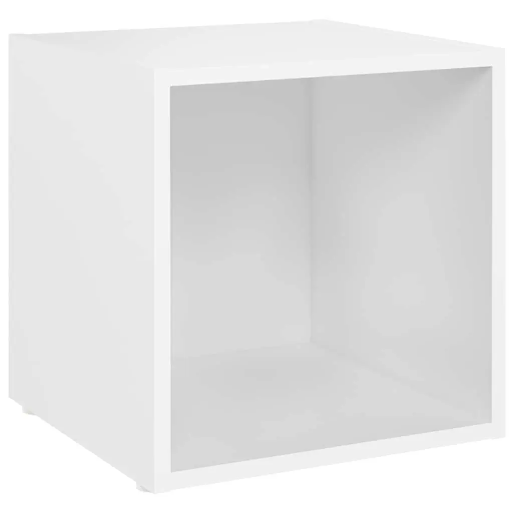 TV Cabinet White Engineered Wood 37x35x37 cm Set of 2