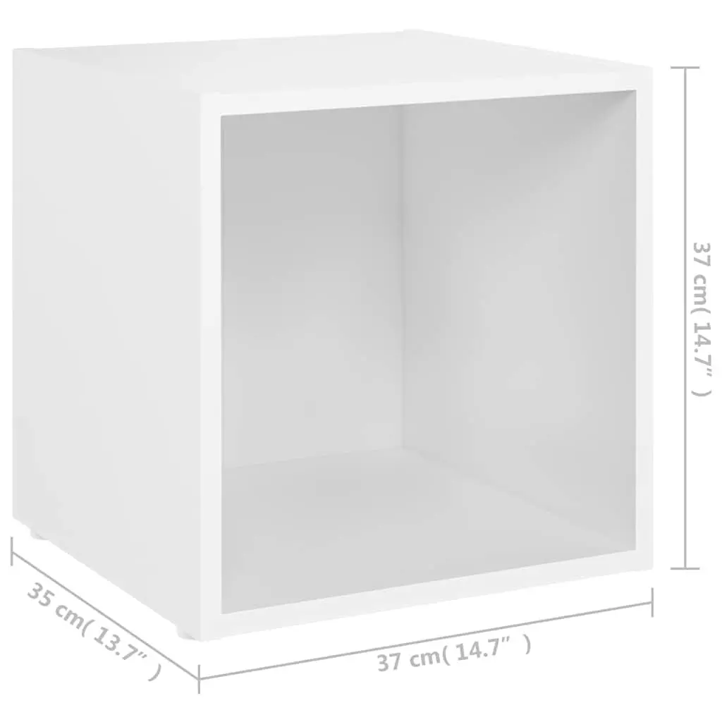 TV Cabinet White Engineered Wood 37x35x37 cm Set of 2