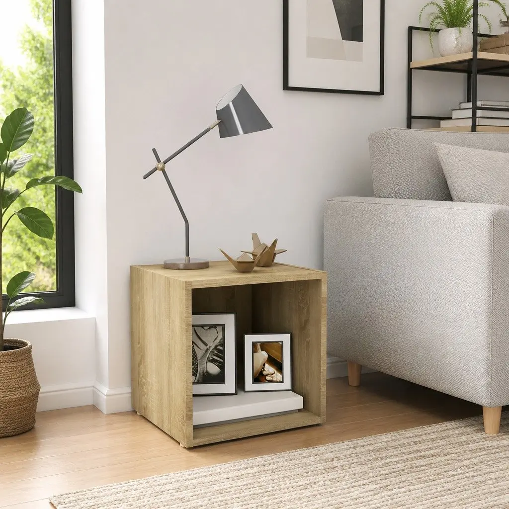 TV Stand Engineered Wood Sonoma Oak Ground Stand Living Room Storage Unit 37cm