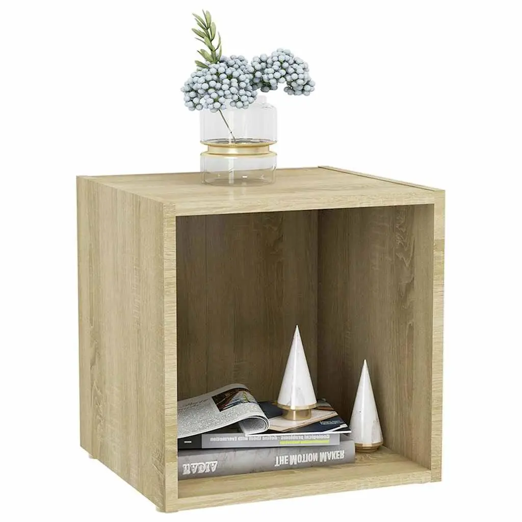 TV Stand Engineered Wood Sonoma Oak Ground Stand Living Room Storage Unit 37cm