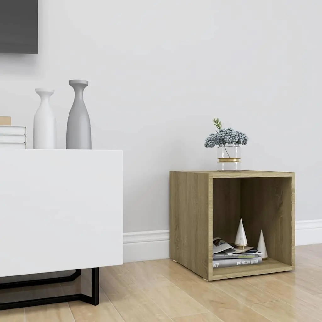 TV Stand Engineered Wood Sonoma Oak Ground Stand Living Room Storage Unit 37cm