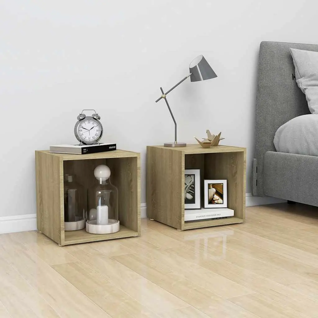 TV Stand Engineered Wood Sonoma Oak Ground Stand Living Room Storage Unit 37cm