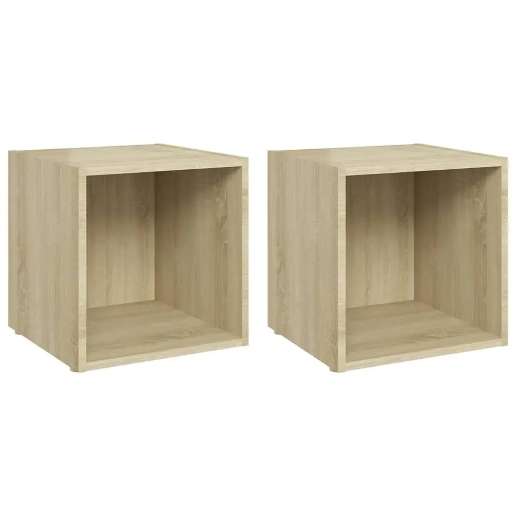 TV Cabinets 2 pcs Ground Stand Sonoma Oak 37x35x37 cm Storage Unit
