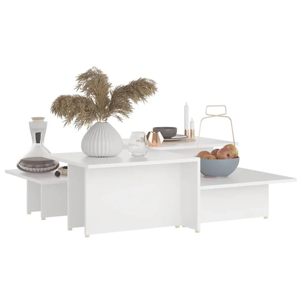 Coffee Tables White Nesting Set of 2 Living Room Furniture