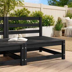 Outdoor Garden Middle Sofa Sectional Black Solid Pinewood Modular Lounge Seating