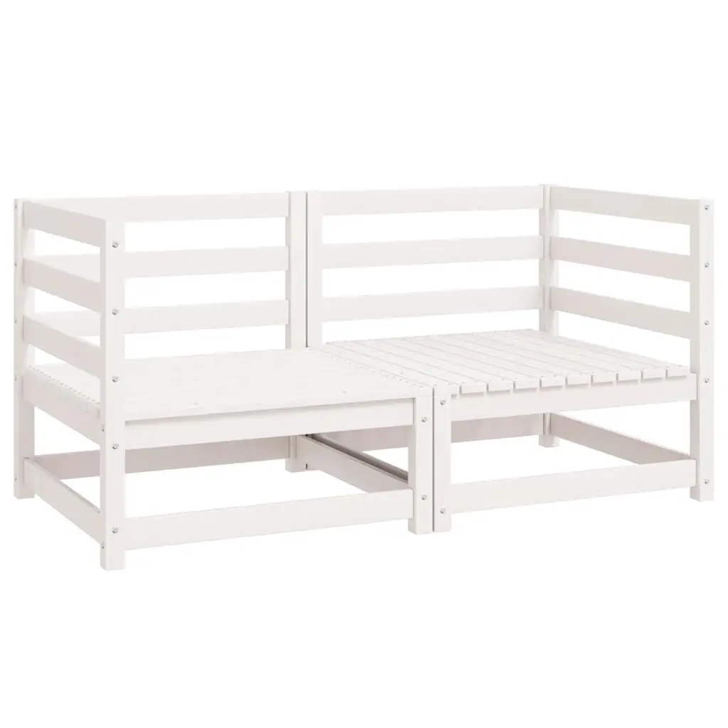 Modular Outdoor Corner Sofa Set White Solid Pinewood 2 Pieces