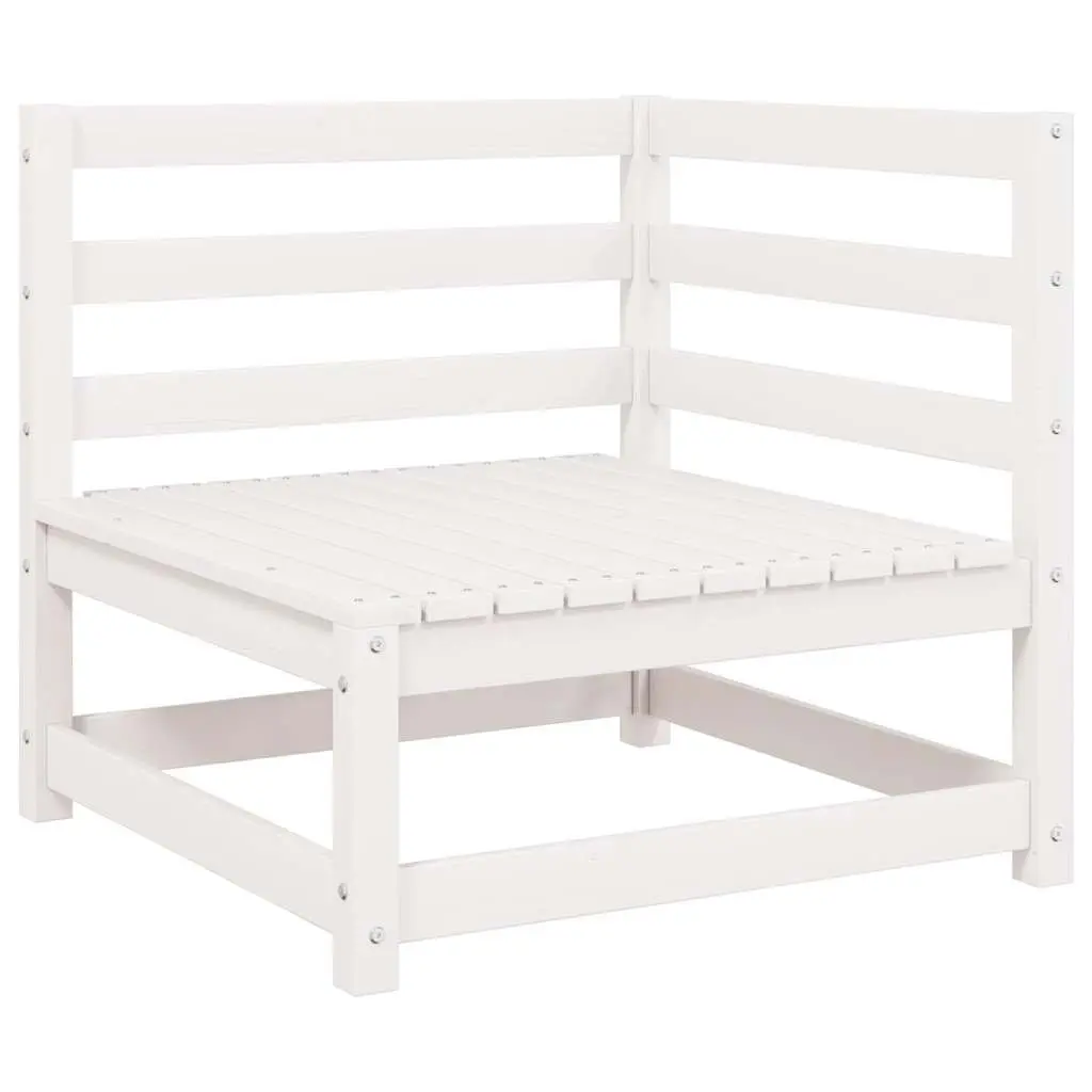 Modular Outdoor Corner Sofa Set White Solid Pinewood 2 Pieces