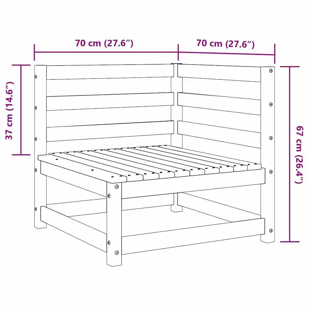 Modular Outdoor Corner Sofa Set White Solid Pinewood 2 Pieces