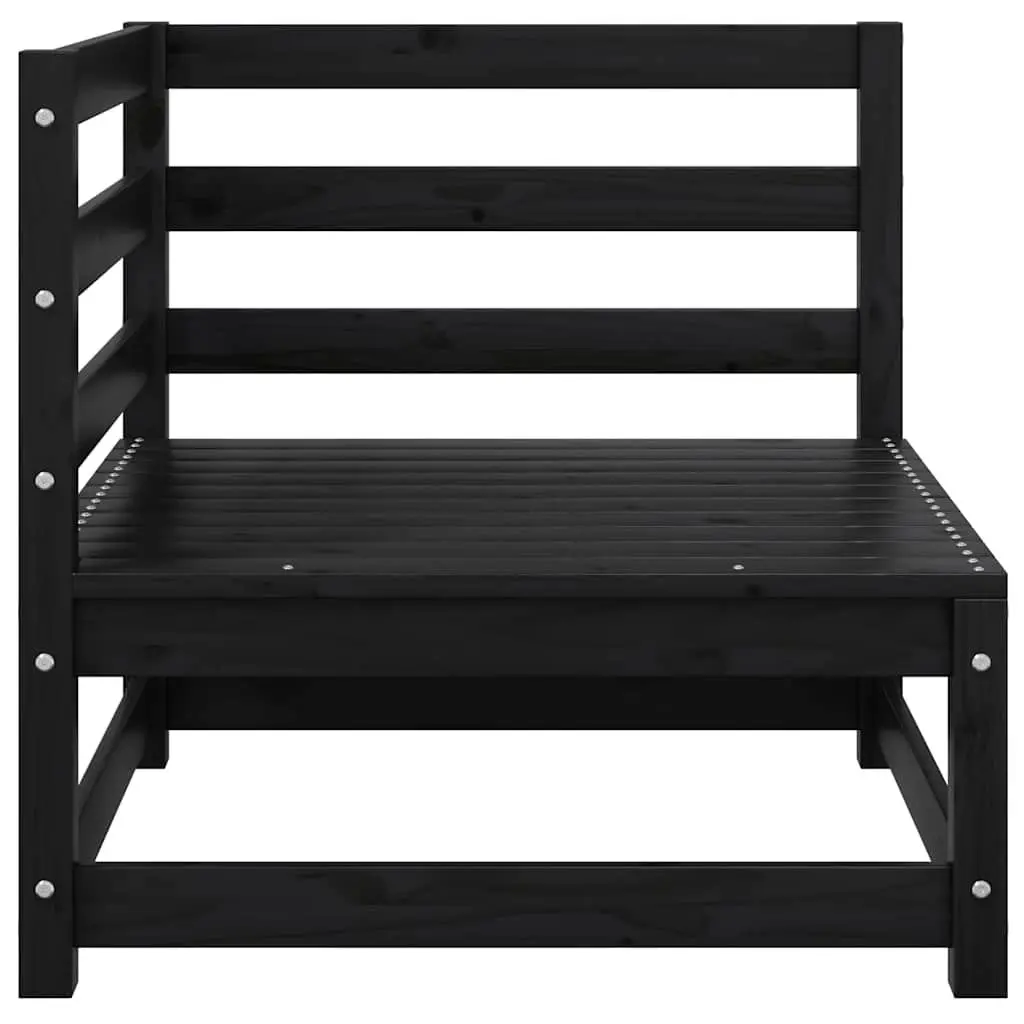 Outdoor Corner Sofa 2 pcs Black Solid Pinewood Garden Sectional Seating Lounge