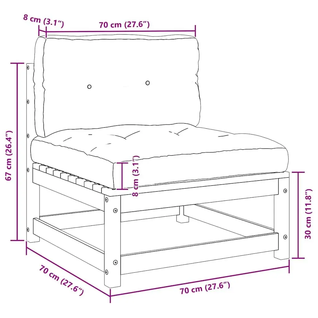 Middle Sofa Section Modular Outdoor Unit Grey Solid Pinewood