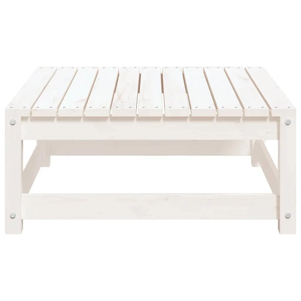 Outdoor Footstools with Cushions 2 pcs White Solid Wood Garden Seating