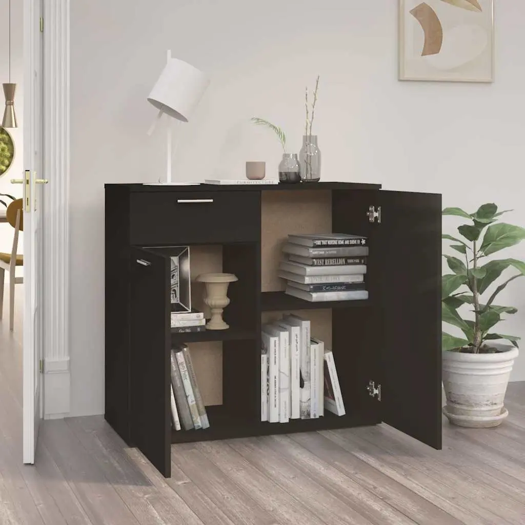 Sideboard Cabinet Black Minimalist 80 x 36 x 75 cm