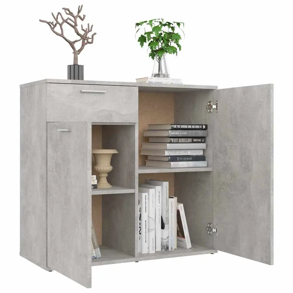 Sideboard Storage Cabinet Grey 80x36x75cm 2 Doors Drawer Living Room Furniture