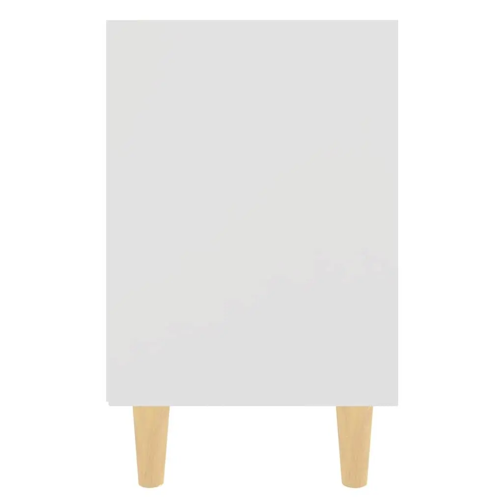 Bedside Table White Storage Cabinet Nightstand Wooden Legs Two Shelves