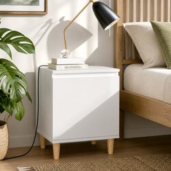 Your New White Bedside Cabinets with Wood Legs - 2 Pack