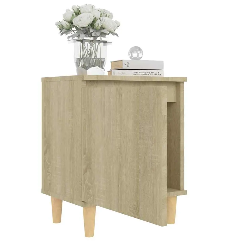 Bedside Table Sonoma Oak Wooden Legs Reversible Door 40x30x50cm 2 Piece