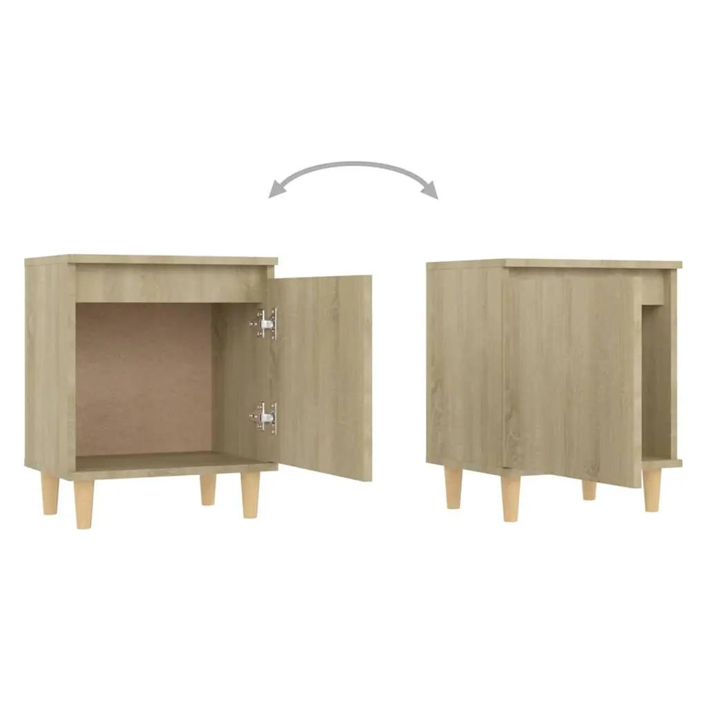 Bedside Table Sonoma Oak Wooden Legs Reversible Door 40x30x50cm 2 Piece