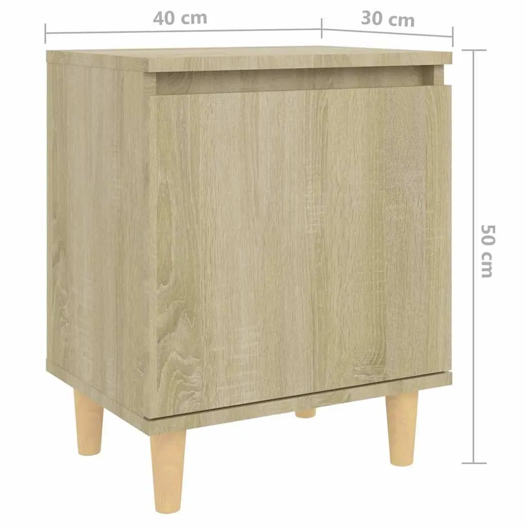 Bedside Table Sonoma Oak Wooden Legs Reversible Door 40x30x50cm 2 Piece