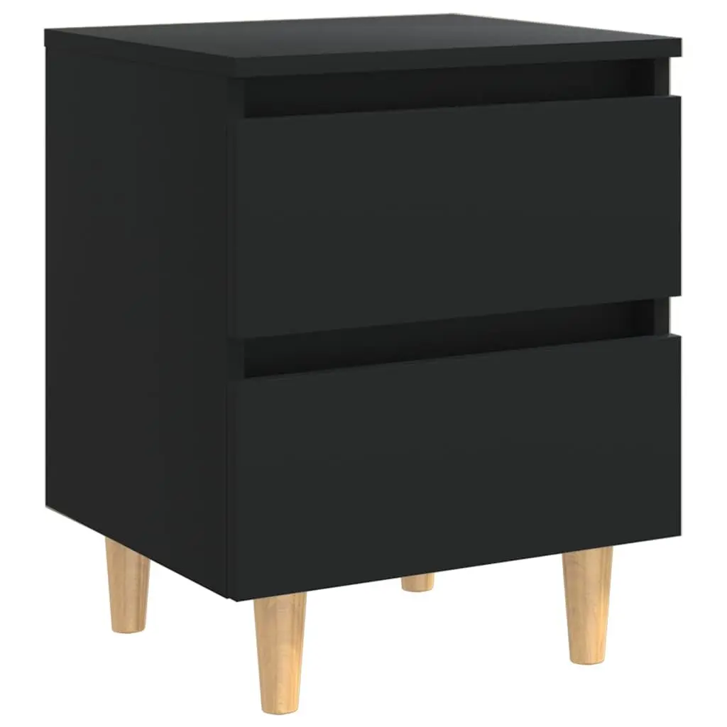 Bedside Table Black 2-Piece Set with Drawers Storage Cabinet Nightstand
