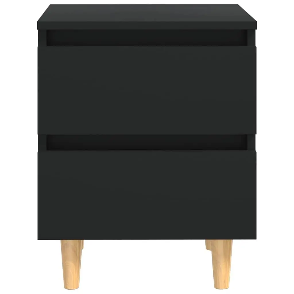 Bedside Table Black 2-Piece Set with Drawers Storage Cabinet Nightstand