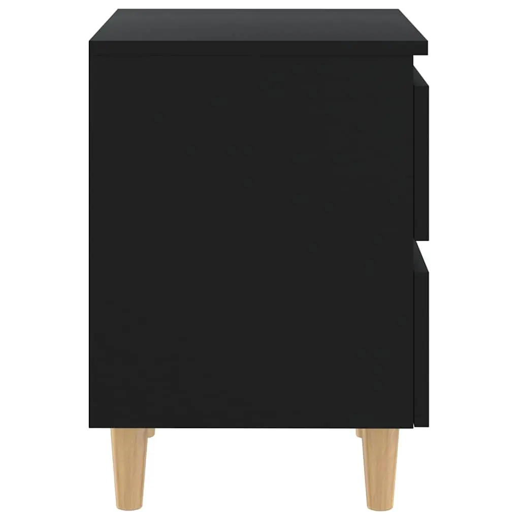 Bedside Table Black 2-Piece Set with Drawers Storage Cabinet Nightstand