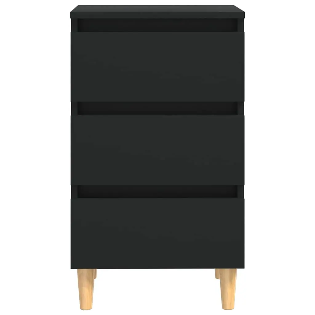 Bedside Tables 2 pcs Black Bed Cabinets Nightstands Solid Wood Legs 40x35x69cm