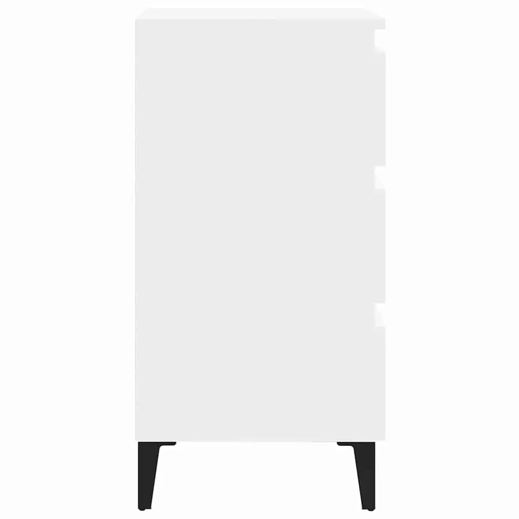 Bedside Table Bed Cabinet 2 pcs White Metal Legs Nightstand 40x35x69 cm