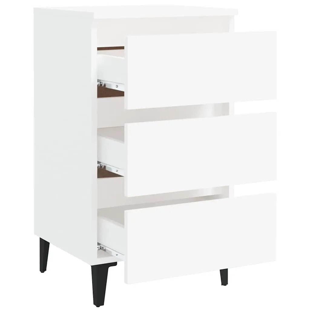 Bedside Table Bed Cabinet 2 pcs White Metal Legs Nightstand 40x35x69 cm