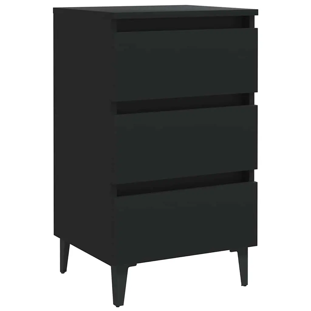 Black Nightstand with Three Drawers